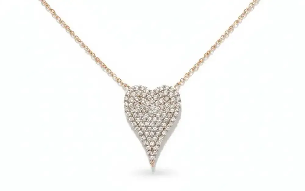 New Diamonique x Jennifer Miller Signature Boxed Pavé Large Heart Necklace NIB